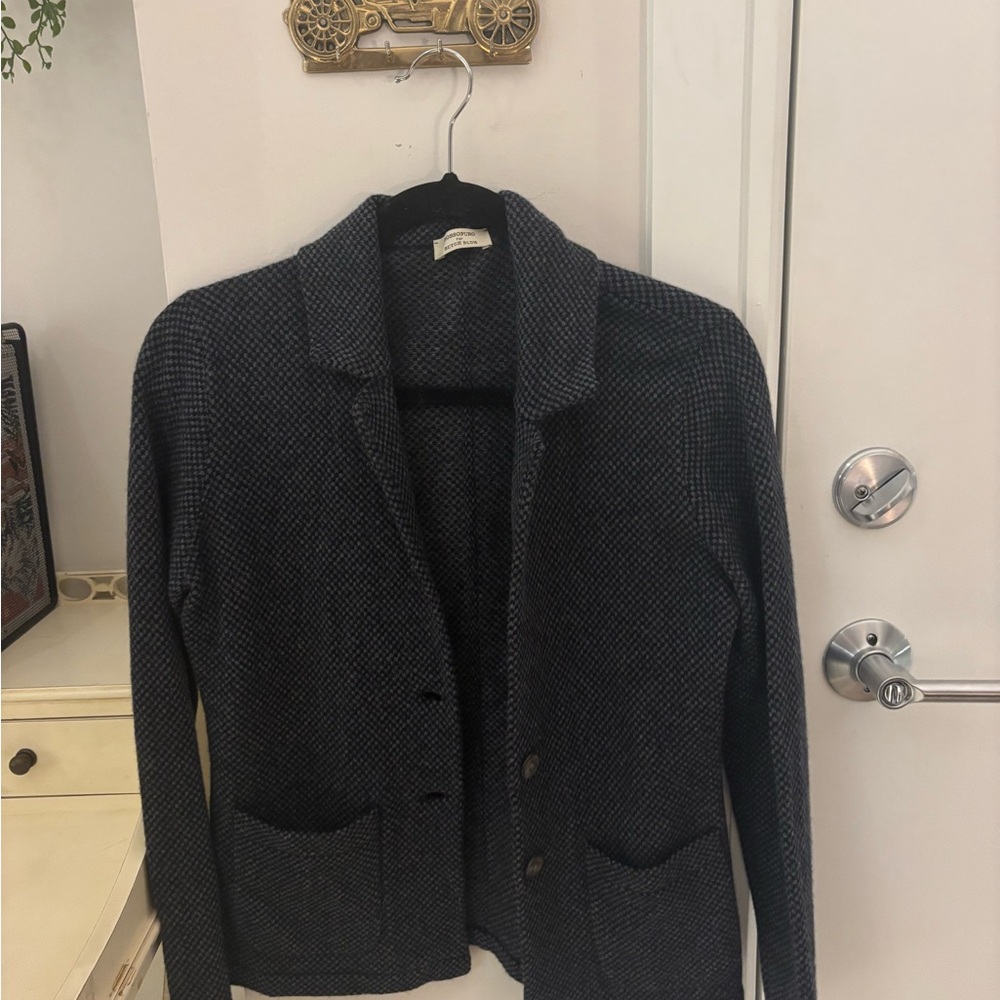 Rossopuro 100% Cashmere Women's Dark Gray Knit Blazer Jacket